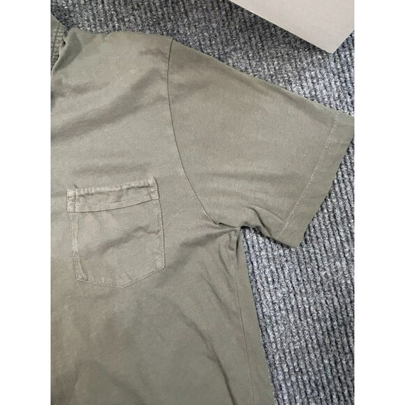 Billy Reid Mens Olive Green Short Sleeve Polo Shirt XL Soft Cotton Blend Pocket - Picture 4 of 8